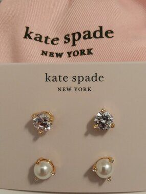 🌺kate spade Earrings "Rise and Shine" Pearls and Crystals, NWT Dust Bag🌺
